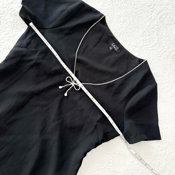 NWOT Lulus Charming Sparkle Black Rhinestone Bow Short Sleeve Mini Dress Small - Picture 6 of 8